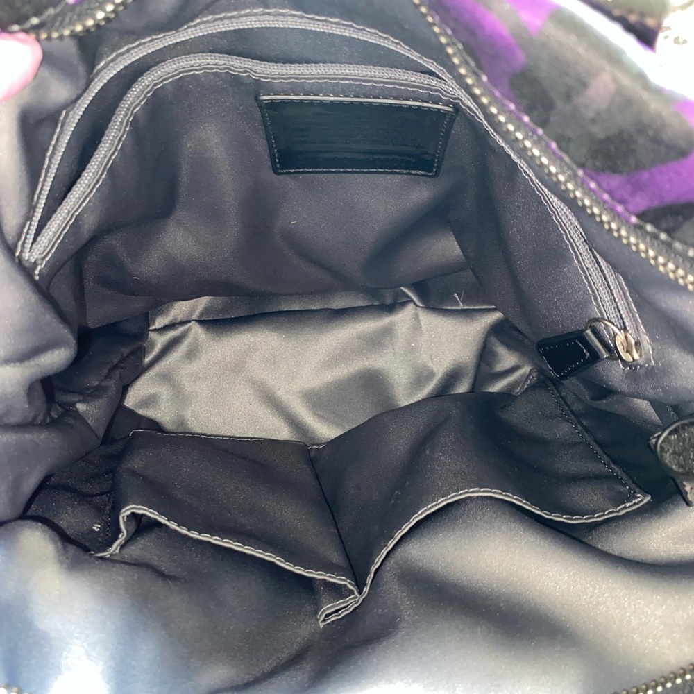 Coach Purple Camo Nylon Tote with Black Leather Trim - Picture 8 of 10